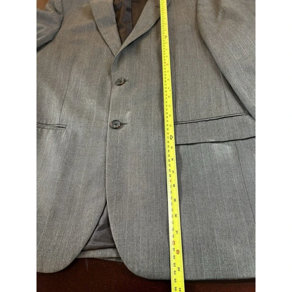 Saddlebred Brown Gray Herringbone 3-Piece Suit 42L Single-Breasted Pants 34x32